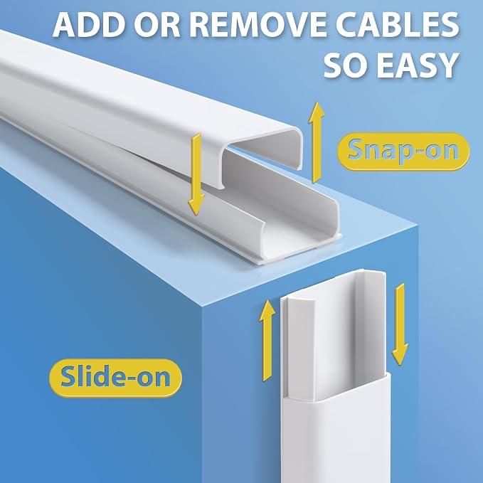 ZhiYo 32" Cord Covers for 4-7 Wires on Wall, White, 1.54" W x 0.75" H | Paintable TV Cord Hider for Wall-Mounted TVs, Self-Adhesive Wire Cover for Walls, Easy Installation, 2 Pack (16" Each) - Image 7