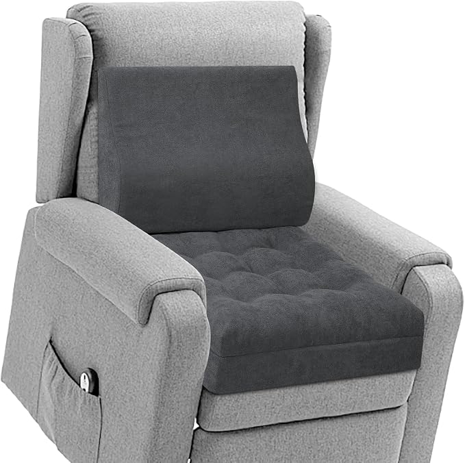 Recliner Cushion for Elderly with Lumbar Support Pillow - 20x20x5 Inch Extra Thick Recliner Seat Cushion for Seniors Relief Back Pain and Tailbone Pain from Long Sitting Non-Slip Bottom by TANYOO
