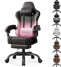 GTPLAYER Big and Tall Gaming Chair with Footrest, Ergonomic Office Desk Chair with 4.4in Thick Cushion and Wide Wingless Seat, Comfortable Leather Computer Chair, Predator Series, Pink Gradient by GTPLAYER
