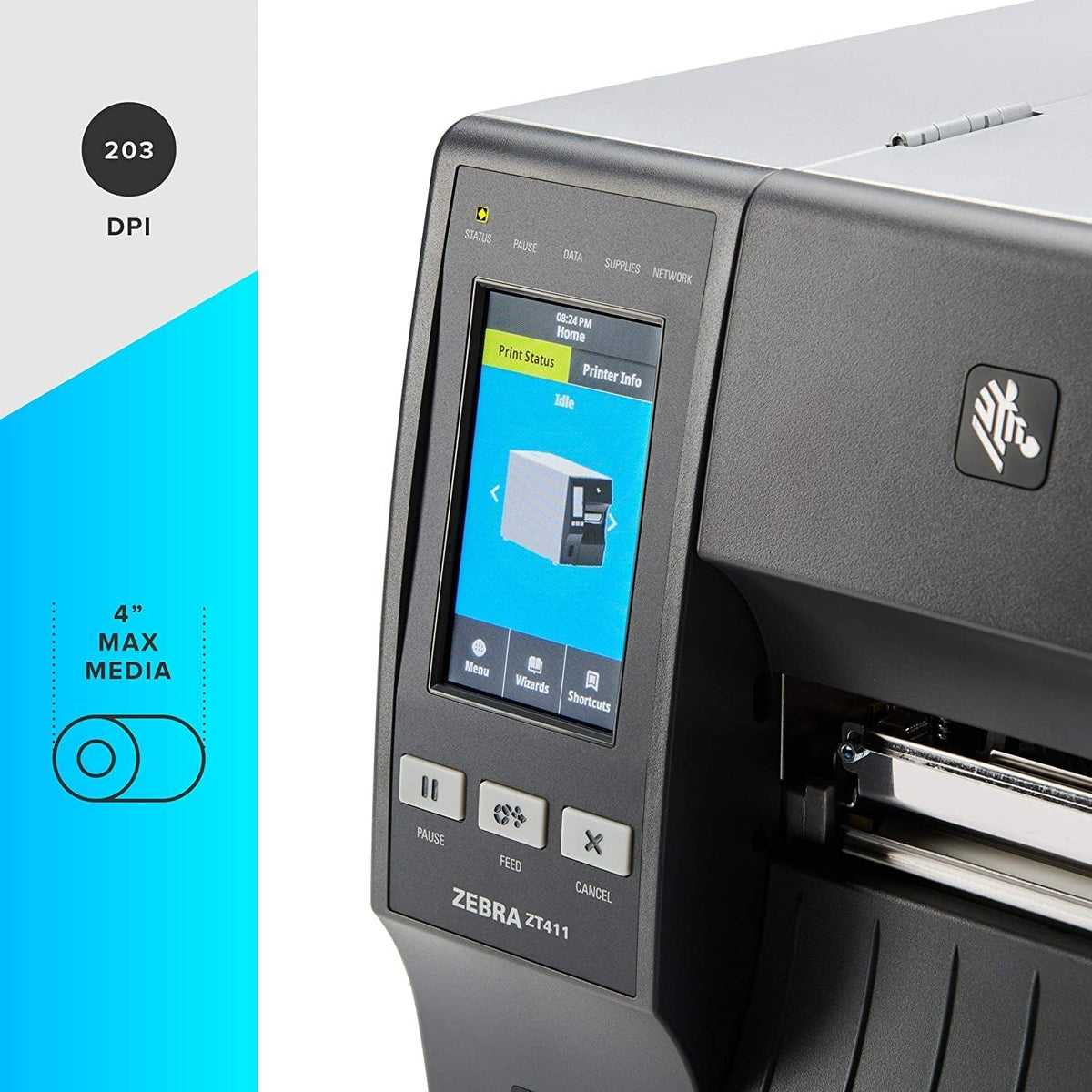 ZEBRA ZT411 Thermal Transfer and Direct Thermal Industrial Label Printer - USB 2.0, Serial, Ethernet and Bluetooth 4.1 Connectivity, 203 DPI, 4-Inch Max Print Width, Monochrome Barcode - JTTANDS - Image 3