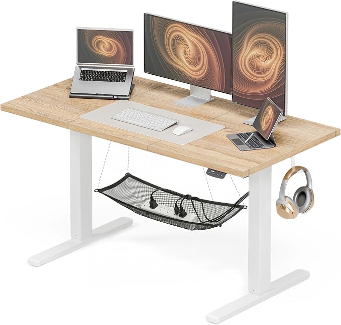 Electric Standing Desk with Cable Management,Oak Height Adjustable Desk with Memory Presets, Sit Stand Table for Work from Home, Ergonomic Computer Desk,48 x 24 inch by Acrolix