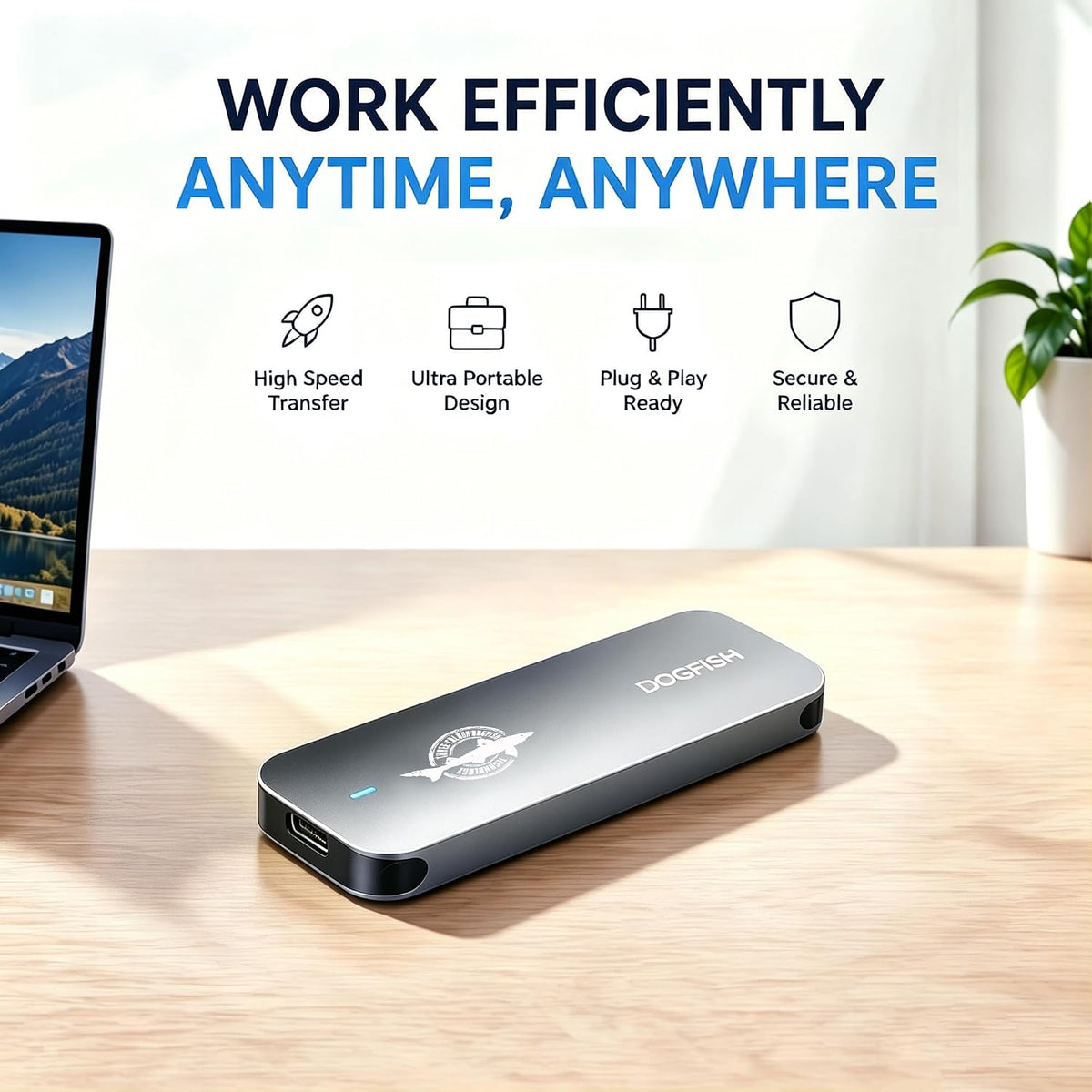 Dogfish 256GB Portable External SSD, Up to 500MB/s, USB 3.2 Gen1,Plug&Play - Image 5