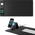 Mouse Pad with Magnetic Wireless Charging & Adjustable Phone Stand, 31.5"x15.8" Extended Desk Mat, Waterproof Ultra-Smooth Keyboard Pad, Non-Slip Base, Black by abc.mat