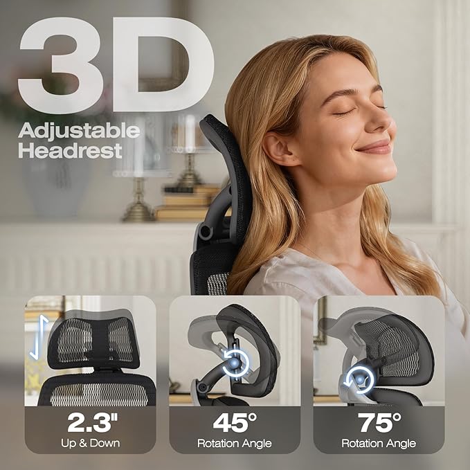 X100 Ergonomic Mesh Office Chair, Big and Tall Home Desk Chair with 5D Flip-Up Arms, Adjustable 3D Lumbar Support, Gaming & Executive Computer Chair - Image 5