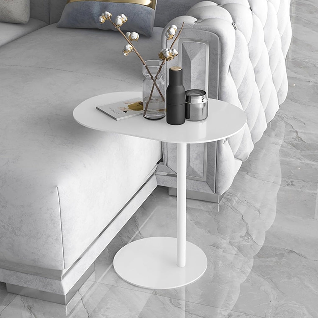 C-Shaped Side Table Iron End Table Slide Under Sofa(White，High-24.8in/63cm) - Image 7