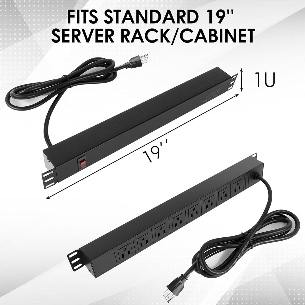 8 Outlet Rack Mount PDU Power Strip, 15A, 125V, 1875W - Image 3