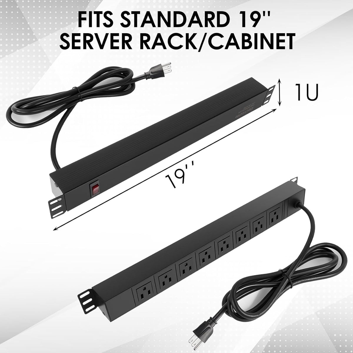 8 Outlet Rack Mount PDU Power Strip, 15A, 125V, 1875W - Image 3
