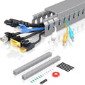 Open Slot Wire Duct Kit, 31.4"(2 x 15.7) Server Rack Cable Management, Cable Management Raceway for Hide Network HDMI VGA Cable, Wiring Raceway Cable Duct, Desk Wire Channel, 2 Pack, Grey by Aocii