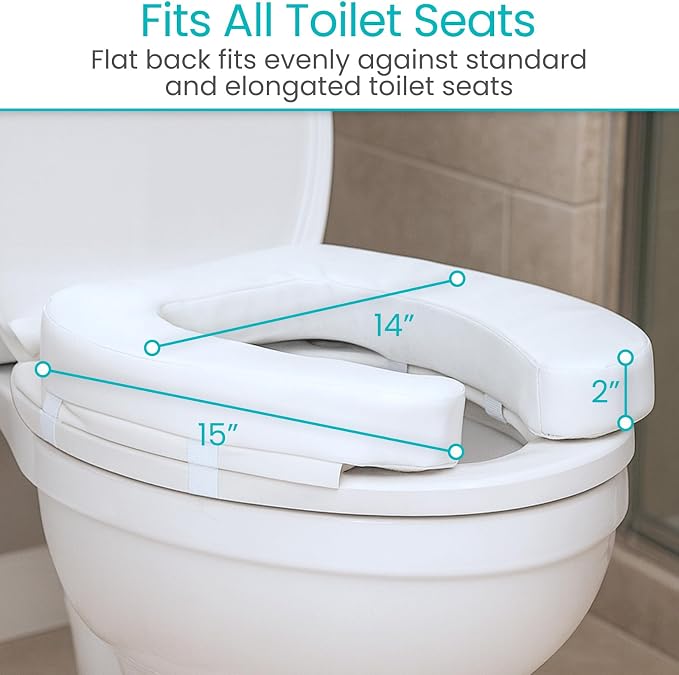 Vive Toilet Seat Cushion (Soft Cushioned Foam) - Easy Clean Soft Padded | Bathroom Attachment - Elongated, Standard Seats - Comfort & Support Donut for Handicap Adults - Image 5