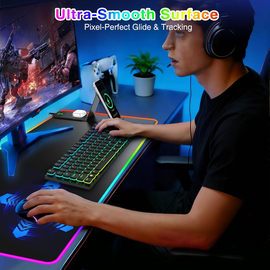 RGB Gaming Mouse Pad with Magnetic Wireless Charging & Foldable Phone Stand - Image 4