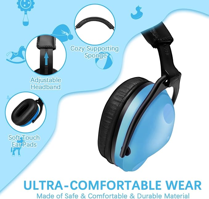 ZOHAN Kids Ear Protection 2 Pack, 25dB NRR Noise Cancelling Headphones for Kids, with Pillowy Pads, for Monster Truck, School, Autism, Sensory, Fireworks, Concerts, Events (Blue+Green) - Image 9