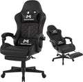 Gamtimer Gaming Chair, 400 LB Weight Capacity,with Pocket Spring Cushion | Ergonomic Backrest Office Chair,Leather, with Headrest and Lumbar Support, Footrest, Suitable for Adults(Black) by GAMTIMERBrandHome