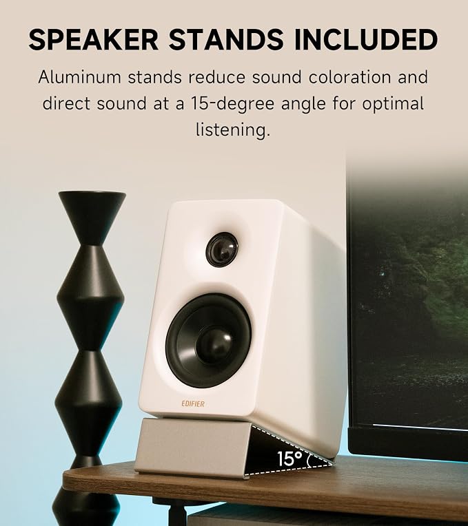 Edifier M60 Multimedia Speaker, 66W RMS Computer Speaker, White | Bluetooth 5.3, Hi-Res Audio with LDAC, 3" Mid Bass & 1" Tweeter, USB-C AUX Inputs, Compact Desktop Speaker - Image 8