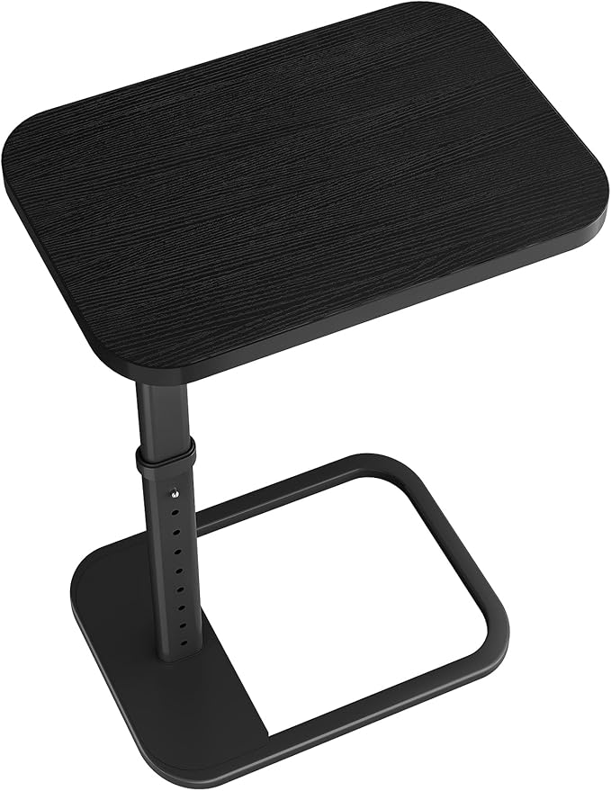 Kitstorack TV Tray Table, Adjustable Height & Rounded Metal Corners, Snack Table for Couch, Sofa, Bed, Chair, Living Room, C Shaped End Side Table for Eating, Dinner or Laptop, Small Spaces, Black by Kitstorack
