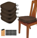 BUYUE Thickened 2.5" Dining Chair Cushions Set of 4, U-Shape High Density Foam Comfortable Chair Pads for Kitchen, Slip Resistant Indoor Seat Cushions (4 PCS, Chocolate) by BUYUE