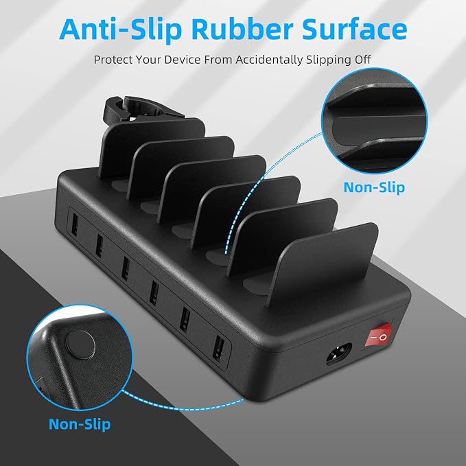 Charging Station for Multiple Devices, 50W 6 Ports USB Charger Station | with Apple Watch Holder & 6 Cables, for iPad Cellphone Kindle Tablet and Other Electronic, 1 USB-A to USB-C Adapter Converter - Image 5