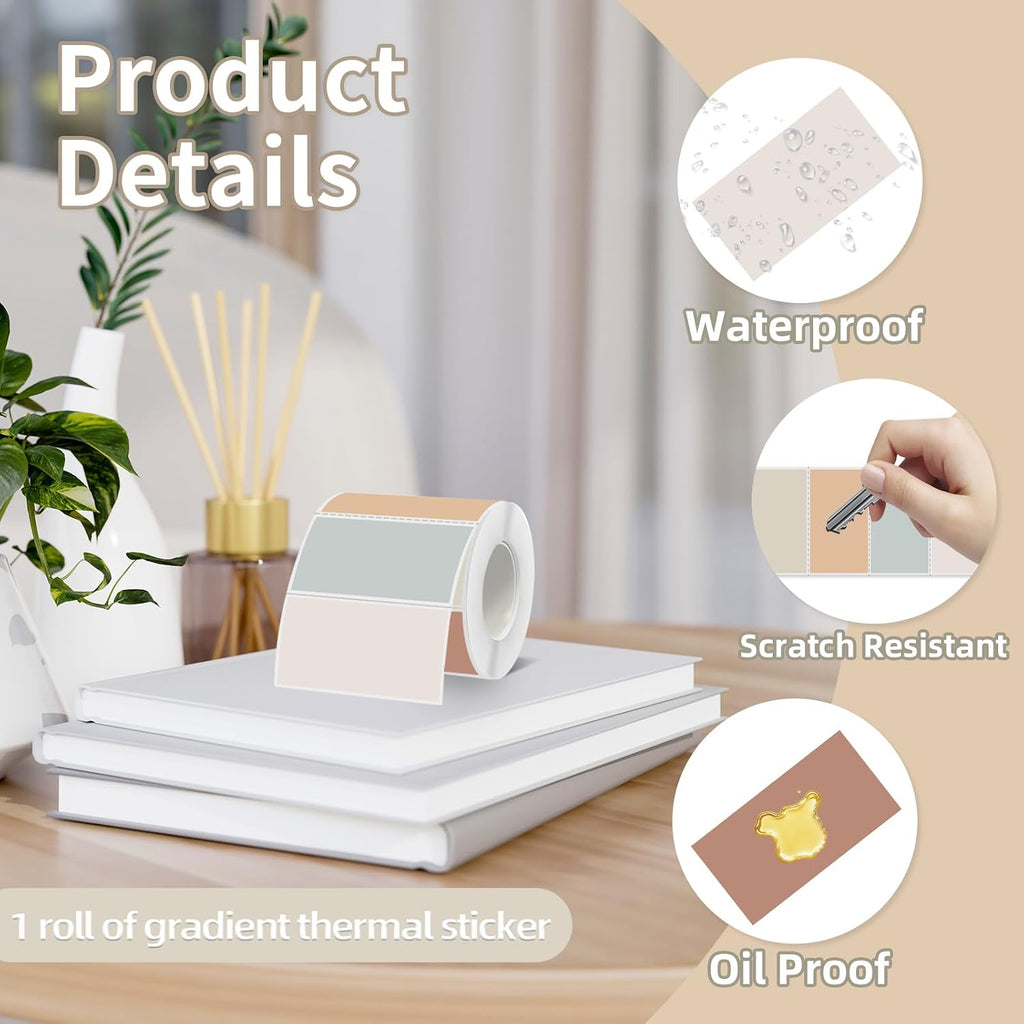 Starboling 2x1 Thermal Labels,Address Barcode Self-Adhesive Thermal Printer Stickers for Logo Design,Name/Price Tag,Address（Beige Gradient） - Image 3