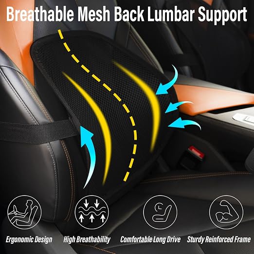 Lumbar Support Back Support for Office Chair | 2 Pack Lumbar Support Pillow for Car Chair Back Support with Double Layer Breathable Mesh & Adjustable Straps - Image 2