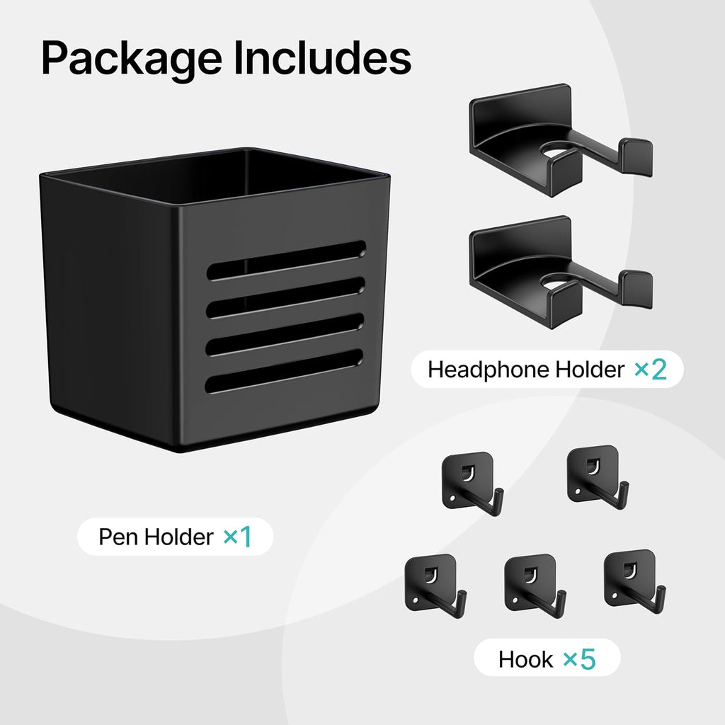 44" Clamp on Desk Shelf, Desktop Shelving System, Bundle with 8 Pieces Accessories, Black - Image 7