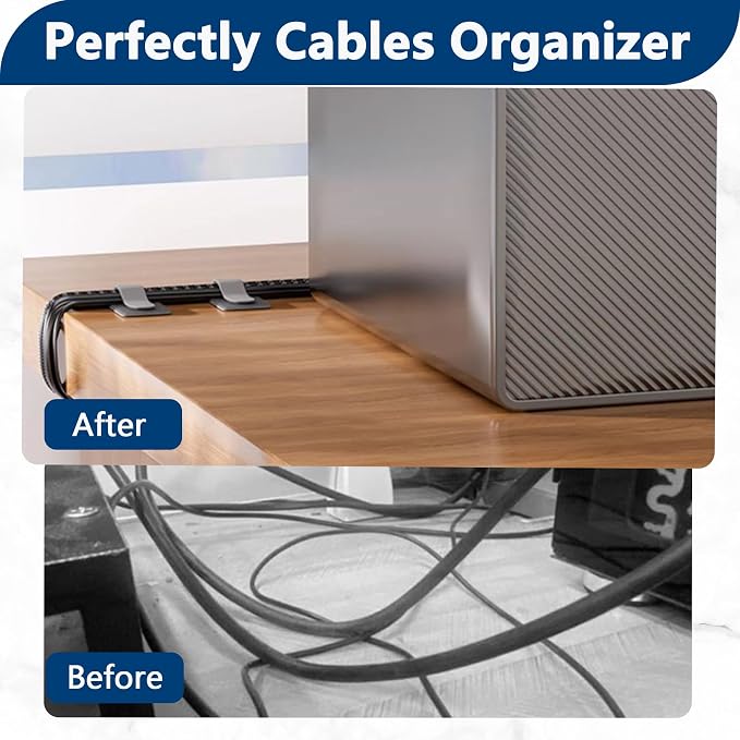 Abnii 50 PCS Hook and Loop Cable Ties, Under Desk Cable Management, White | Self Adhesive Cable Clips Straps, Sticky-Back Cord Organizer, Wire Organizer for TV PC Laptop Ethernet Desktop - Image 7