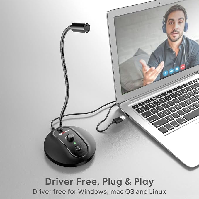 USB Computer Microphone with Mute Button, Plug&Play Condenser, Desktop, PC, Laptop, Mac, PS4 Mic -360 Gooseneck Design -Recording, Dictation, YouTube, Gaming, Streaming - Image 5