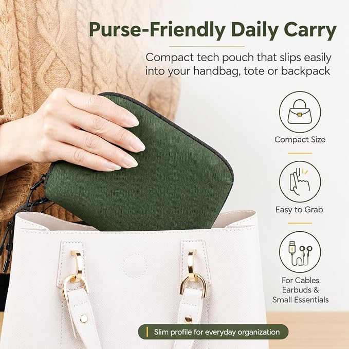 Electronics Travel Organizer, Compact Charger Case | Soft padded polyester helps protect cables, power banks, adapters and earbuds from light splashes and daily scratches - Image 7