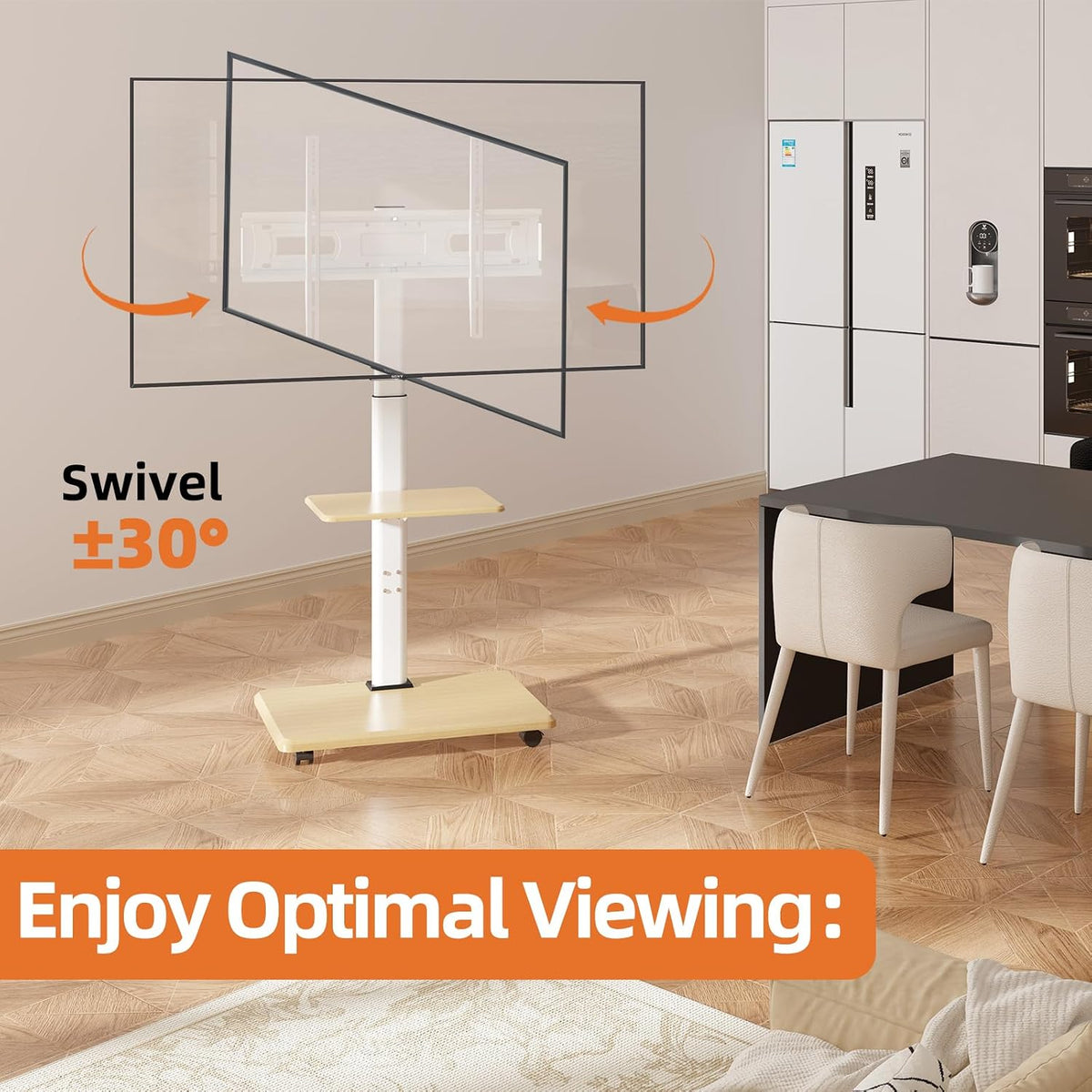 Rolling TV Stand with Wheels for 32-75 Inch TVs - Image 3