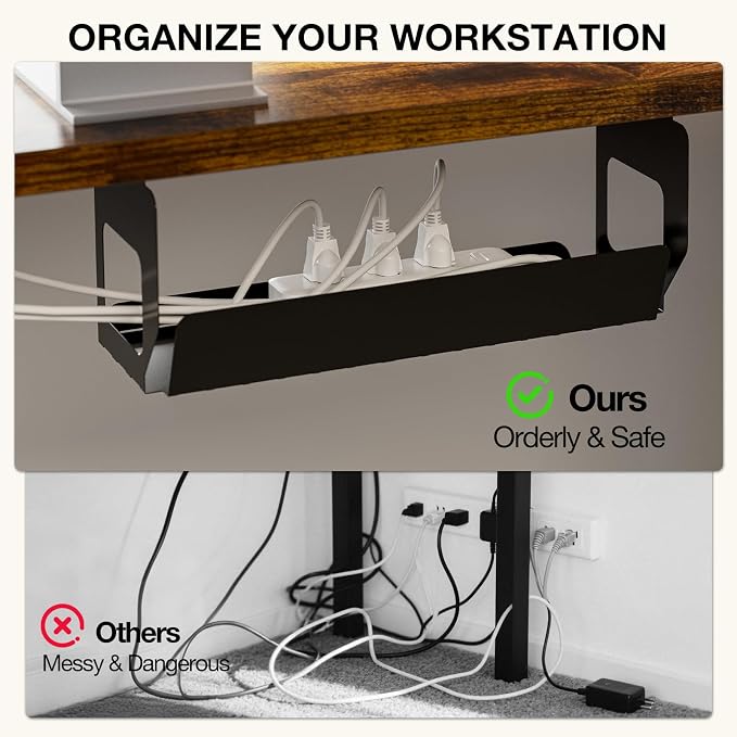 Muvai 59 Inch L Shaped Standing Desk Adjustable Height with Cable Management Tray,Gaming Electric Corner Standing Desk, Sit Stand Computer Table with Reversiable Splice Board,Rustic Brown - Image 6
