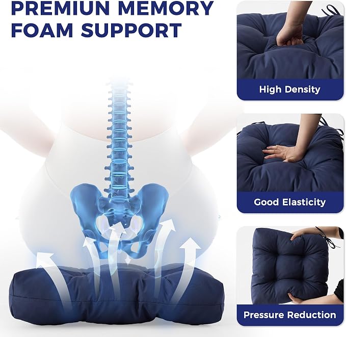 IASEAHK Outdoor Chair Cushions Set of 4, 19" x 19" x 5", Waterproof Outdoor Seat Cushions for Patio Furniture, Fade-Resistant Patio Chair Cushion, Dining Wicker Chair Pads for Porch Garden, Navy Blue - Image 5