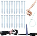 Reusable Silicone Zip Ties Cord Organizer: Silicone Cable Ties Straps for Cable Management - 20PCs 4.5” Blue Elastic Wire Cord Organizer for Home Office and Travel by GELIAL