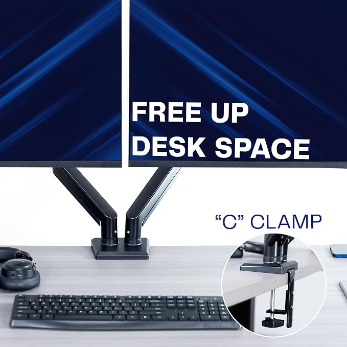VIVO Aluminum Articulating Dual Monitor Arm for 13 to 30 inch Screens, Desk Mount Tension Spring Monitor Stand for 2 Screens, Black, STAND-V102O - Image 7