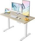 HUANUO 55x28 Inch Electric Standing Desk, Height Adjustable, Light Walnut | 176 Lbs Capacity, Smooth Home Office Desk, 4 Memory Presets & Headphone Hooks, 28.3–46.5 Inch Height Range, Easy to assemble by HUANUO
