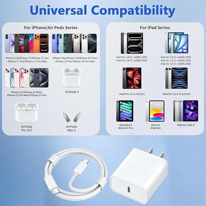 iPhone 17 Charger Fast Charging,iPhone USB C Fast Charger & 3FT Type C USBC to C Woven Cable Cord for Apple iPhone 17e/17/17 Pro Max/17 Pro/Air/16 Pro Max/16 Plus/15,iPad Pro/Air/Mini,iPad 11th/A16 - Image 5