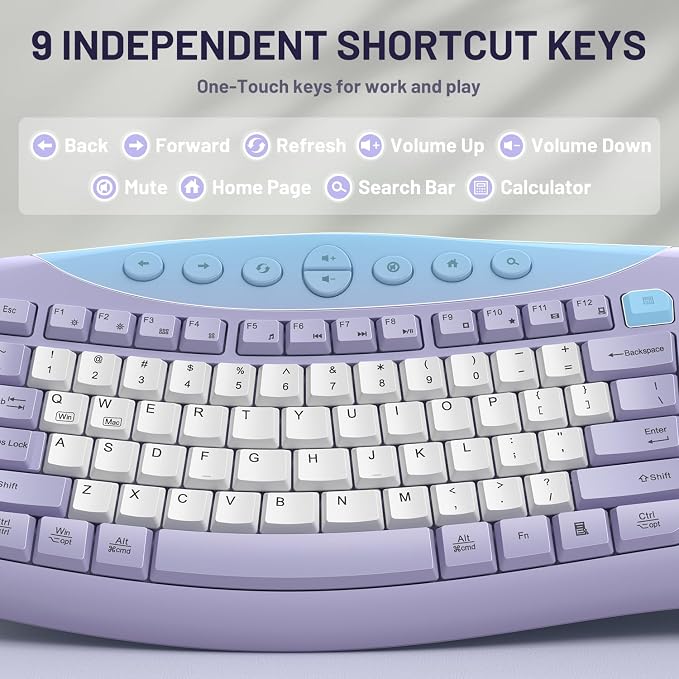 Wireless Keyboard and Mouse Combo Silent Ergonomic Curved Design for Office - Image 6