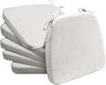 AAAAAcessories D-Shaped Chair Cushions, 2" Thick Dining Chair Pads with Ties and Removable, Machine-Washable Cover, 17" x 16", Set of 6, Natural Linen by AAAAAcessories