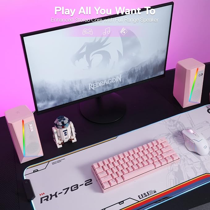Redragon GS520 Wired 2.0 Channel Stereo Sound Desktop RGB Computer Speakers | Enhanced Auido Quality, Plug & Play USB Powered PC Gaming Speaker, 6 Colorful Backlight Modes, Easy-Access Volume Control - Image 5