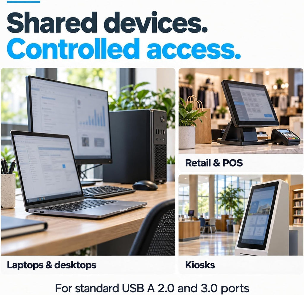 USB A Port Blockers 10 Pack, Control USB Access, 2 Dual Prong Keys, Black - Image 6