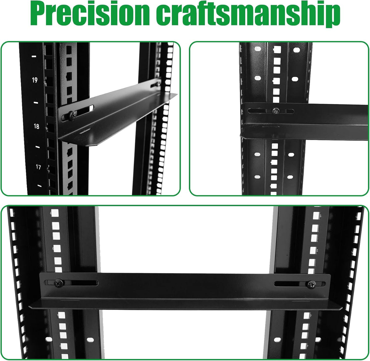 GlobalRack 15in Server Rack Rail Shelf Rail,L-Shape Pair, Heavy Steel - Image 4
