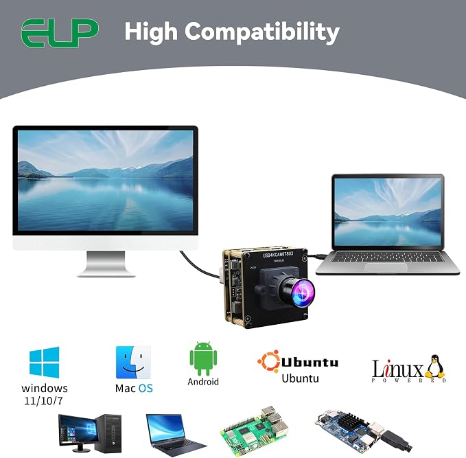 ELP 4K 60fps USB3.0 HDMI Camera Module H.264 Wide Angle High Speed UVC Lightburn Cameras for Computer Low Illumination Simultaneous Output Webcam M12 100° Web_camera for Windows Linux Mac TV Projector - Image 8