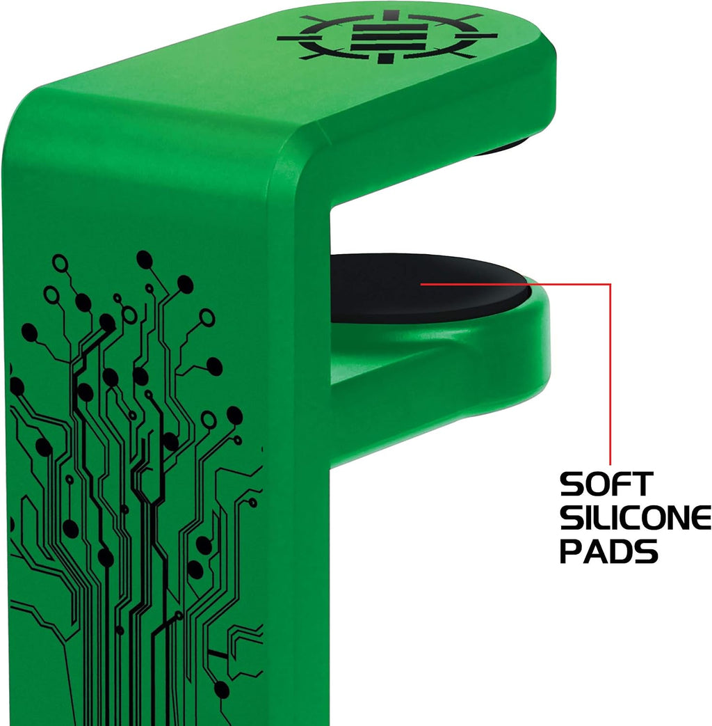 ENHANCE PC Gaming Headphone Holder - Desk Headphone Hanger Esports Headset Holder with Adjustable 360 Rotation, Under Desk Hook Clamp, Universal Fit - Built in Cable Clip Organizer - Green - Image 9