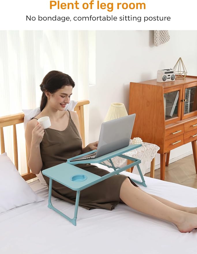 Lap Desk for Couch/Sofa/Floor, 5-Angle Adjustable Bed Desk with Foldable Legs &Cup Holder, Light Weight Bed Tray Table for Writing/Eating/Reading, Portable Laptop Stand for Adults, Kids - Image 6