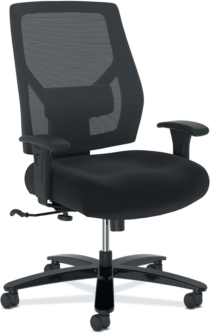 HON Crio Big and Tall Ergonomic Office Chair, Heavy Duty Desk Chair, Black | Big and tall ergonomic office desk chair for desk work, lumbar support, adjustable arms, mesh comfort, 450 lb capacity by HON