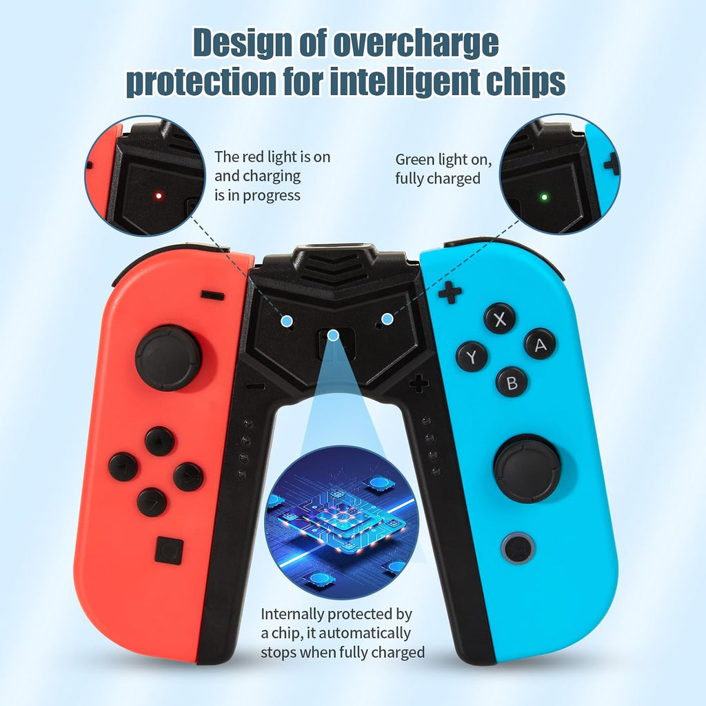 Joy-Con Charging Grip 1PCS for Switch/OLED, 6.6ft USB-C Cable & Dual Charger - Play While Charging, Shaped Ergonomic Handle with | Black - Image 2