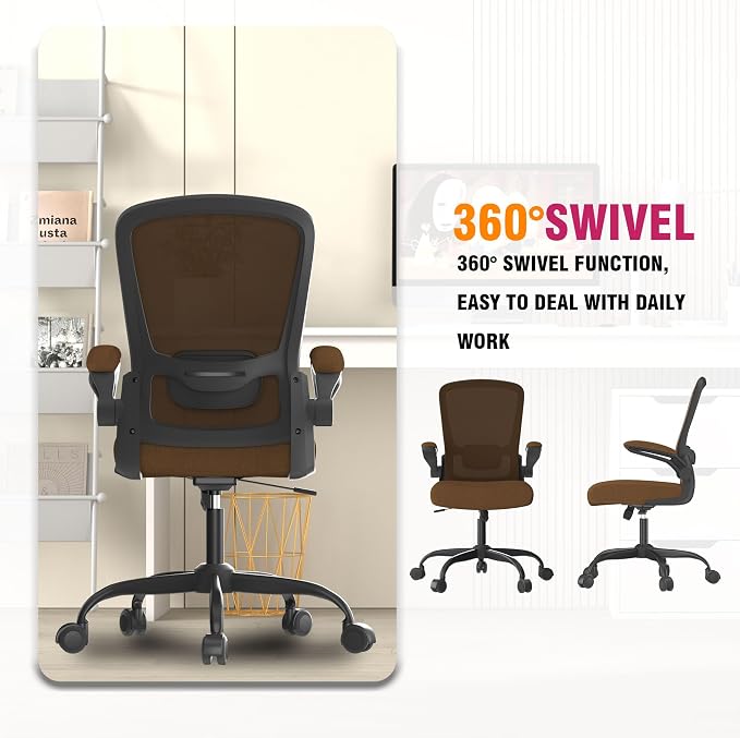Mimoglad Office Chair, Ergonomic Desk Chair with Adjustable Lumbar Support, High Back Mesh Computer Chair with Flip-up Armrests-Task Chairs, Executive Chair for Home Office | Supports 300 lbs · Seat 19.48"–23.4" · Breathable mesh · 20–30 min assembly ·... - Image 3