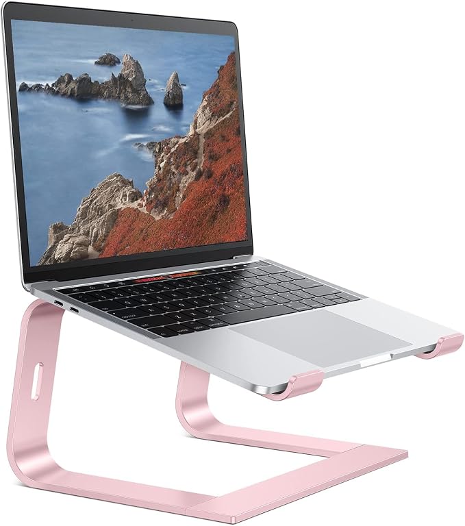 OMOTON Laptop Stand, Detachable Mount for MacBook Air/Pro Dell HP Rose Gold | 11-17" Laptop Holder for Desk, Notebook Computer Mount, Lightweight Cooling for Desk, Ergonomic Home Office by OMOTON