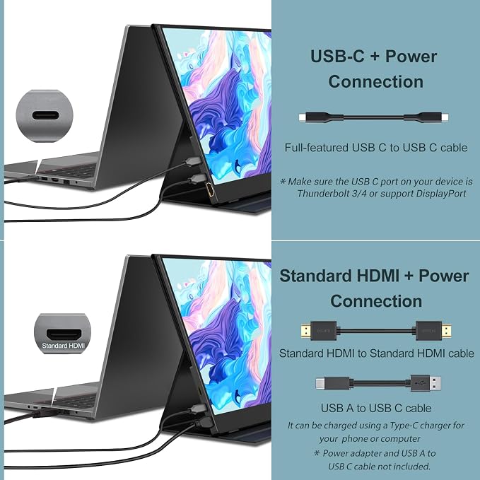 InnoView Portable Monitor, 15.6 Inch FHD 1080P HDMI USB C Second External Monitor for Laptop, Desktop, MacBook, Phones, Tablet, PS5/4, Xbox, Switch, Built-in Speaker with Protective Case - Image 3