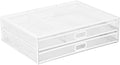Mount-It! Mesh Computer Monitor Stand Riser [Metal] Desk Organizer with Two Pullout Storage Drawers for Desktop, Laptop, and Printer Accessories and Office Supplies (White) by Mount-It
