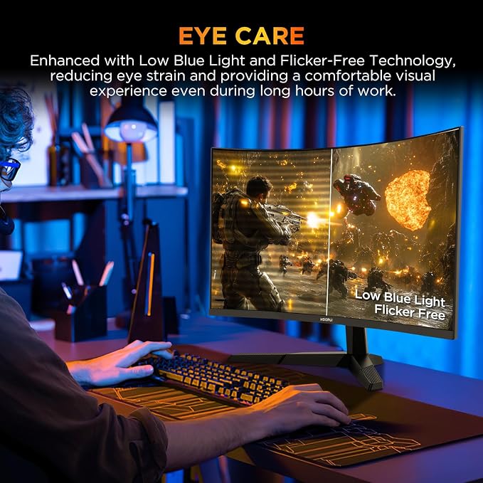 KOORUI 25 inch Curved Gaming Monitor 240Hz FHD 1080P, 1500R 1ms Display | Adaptive Sync, 90% DCI-P3, Eye Care, HDMI×2 and DP, VESA Mount, Tilt, FPS Gaming, Esports Players, Competitive Gaming - Image 8