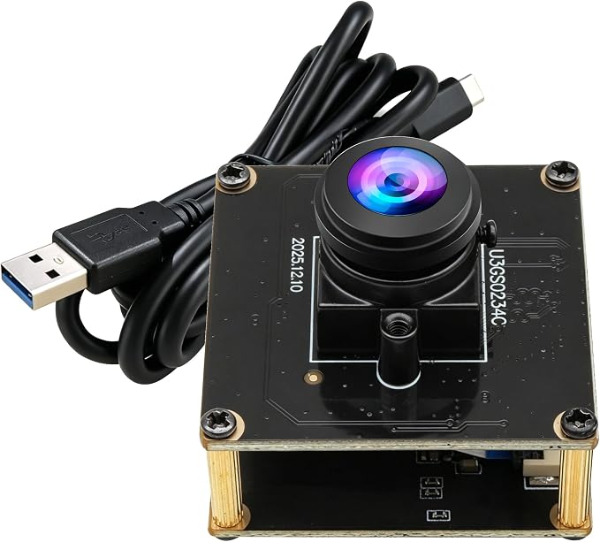 ELP High Speed 200FPS Global Shutter USB3.0 Fisheye Camera Module Wide Angle 180degree Webcam Board for Computer Mini UVC USB3.0/2.0 PC Camera Fast Frame Lightburn Cameras 1200P 120fps 200° Webcamera by ELP