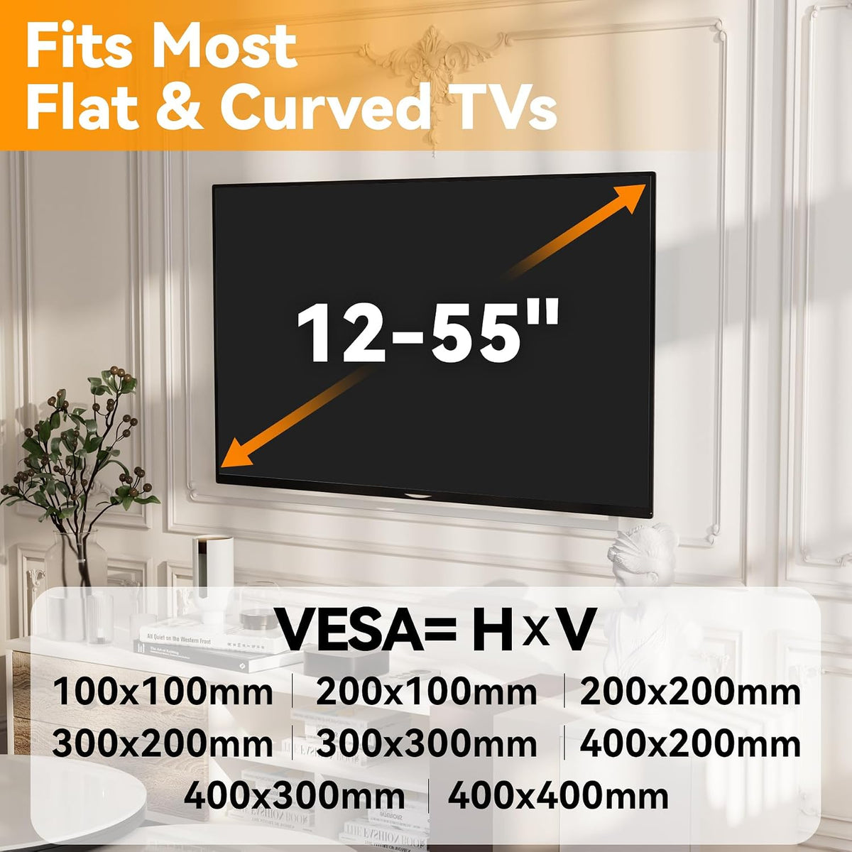 No Stud TV Wall Mount for 12-55 inch TVs, No Drill TV Mount - Image 2